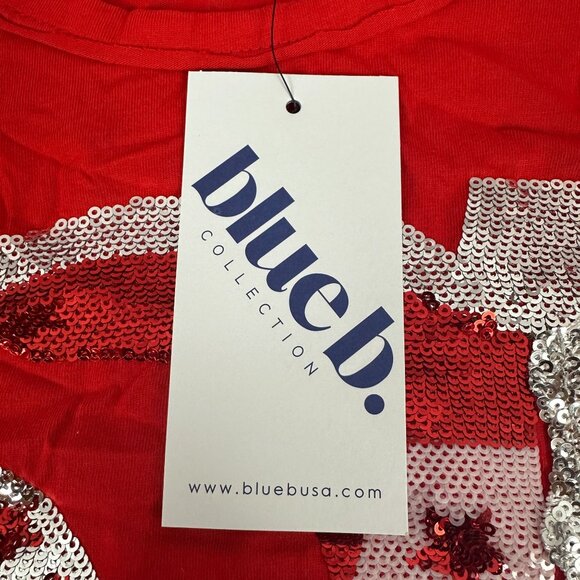 Red Blue b Collection Womens Sequin Cowboy Boot T-Shirt Size S - Picture 5 of 8